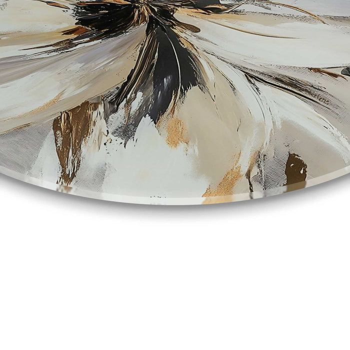 Reinders - Stijlvolle bloem - Glasschilderij Ø 50 cm - Beige