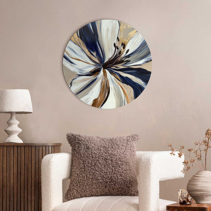 Reinders - Glamour bloem - Glasschilderij Ø 50 cm - Blauw