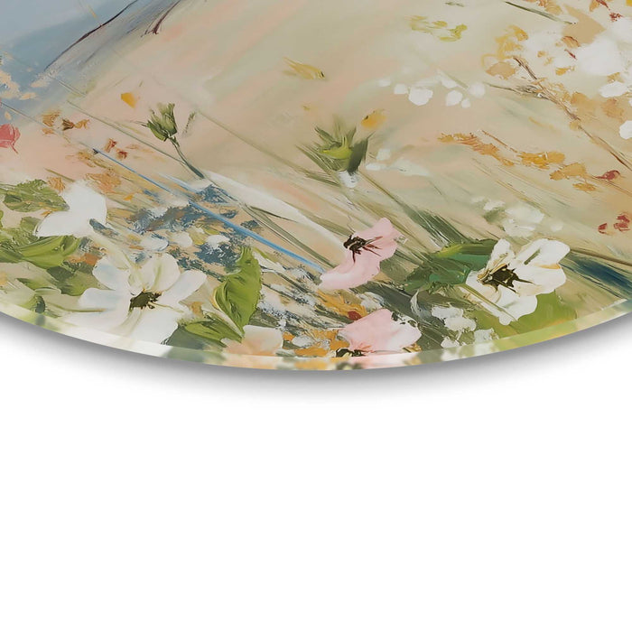 Reinders - Veld in bloei - Glasschilderij Ø 50 cm - Beige