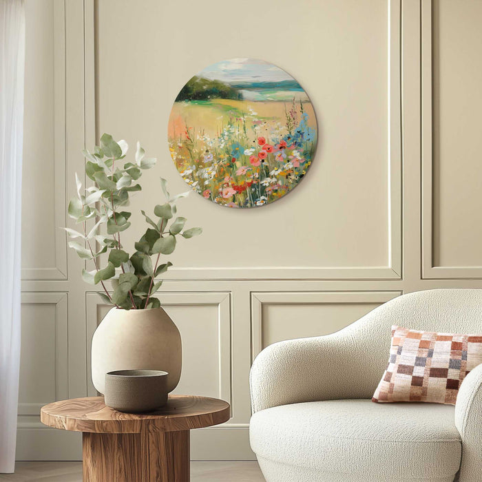 Reinders - Zomers strand - Glasschilderij Ø 50 cm - Beige