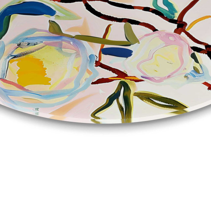 Reinders - Abstracte Bloesem - Glasschilderij Ø 50 cm - Bont