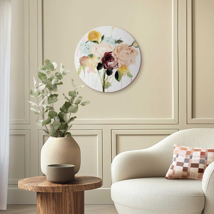 Reinders - Herfstboeket II - Glasschilderij Ø 50 cm - Beige