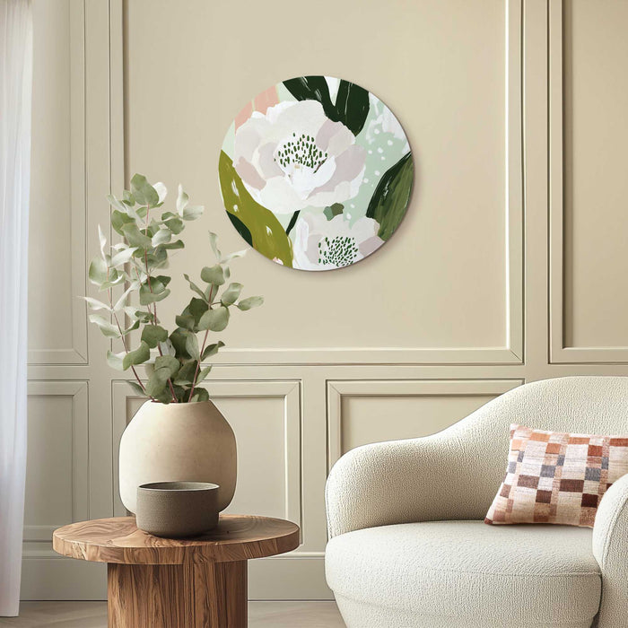 Reinders - Bloemen - Glasschilderij Ø 50 cm - Wit