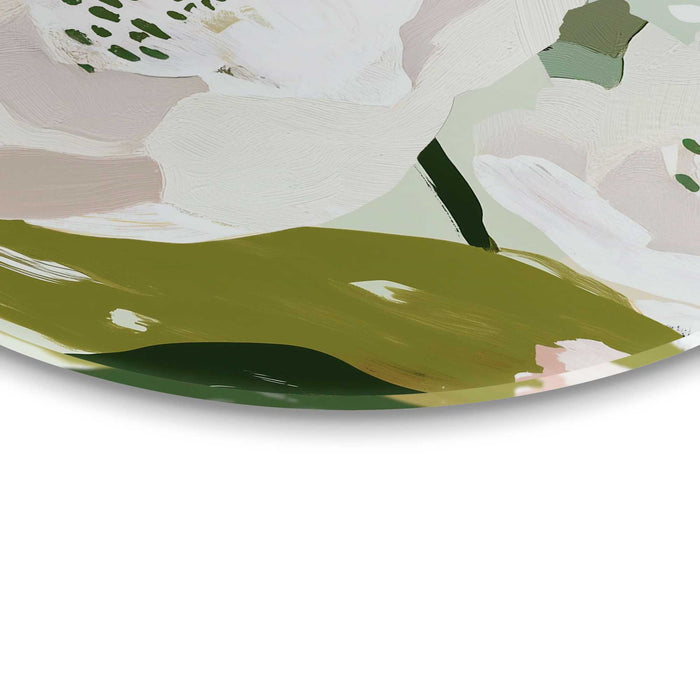 Reinders - Bloemen - Glasschilderij Ø 50 cm - Wit