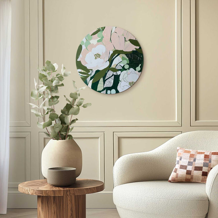 Reinders - Bloemen in bloei - Glasschilderij Ø 50 cm - Groen