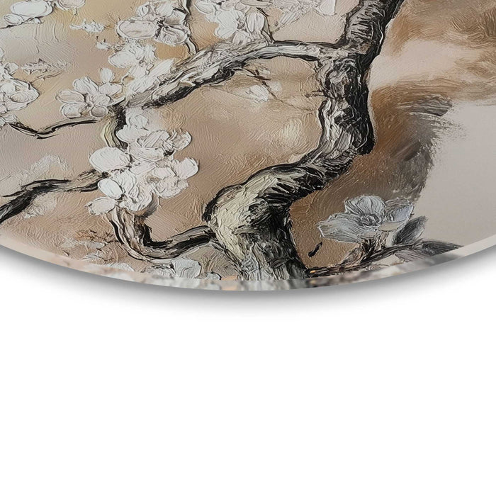 Reinders - Boom in bloei - Glasschilderij Ø 50 cm - Beige