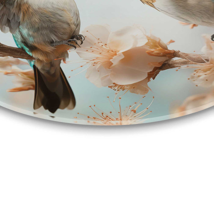 Reinders - Kolibri in de lente - Glasschilderij Ø 50 cm - Beige