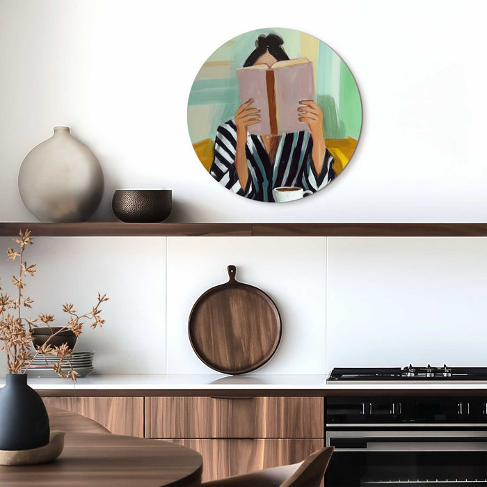 Reinders - Lees- en koffiepauze - Glasschilderij Ø 50 cm - Roze