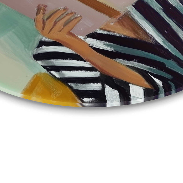 Reinders - Lees- en koffiepauze - Glasschilderij Ø 50 cm - Roze