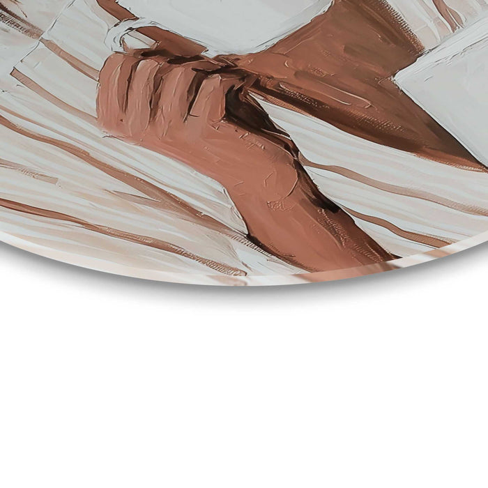 Reinders - Ochtendkoffie met een Boek II - Glasschilderij Ø 50 cm - Beige