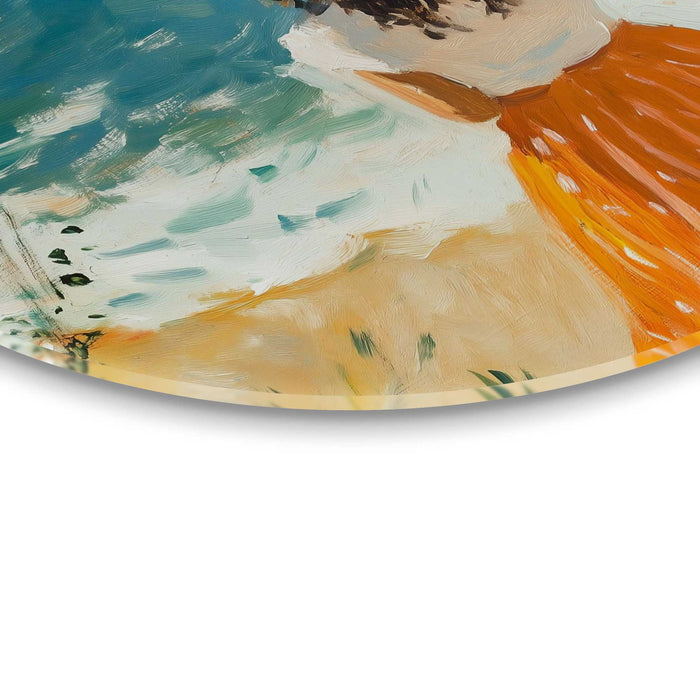 Reinders - Meisje met parasol - Glasschilderij Ø 50 cm - Oranje