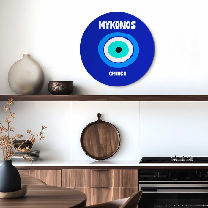 Reinders - Mykonos - Glasschilderij Ø 50 cm - Blauw