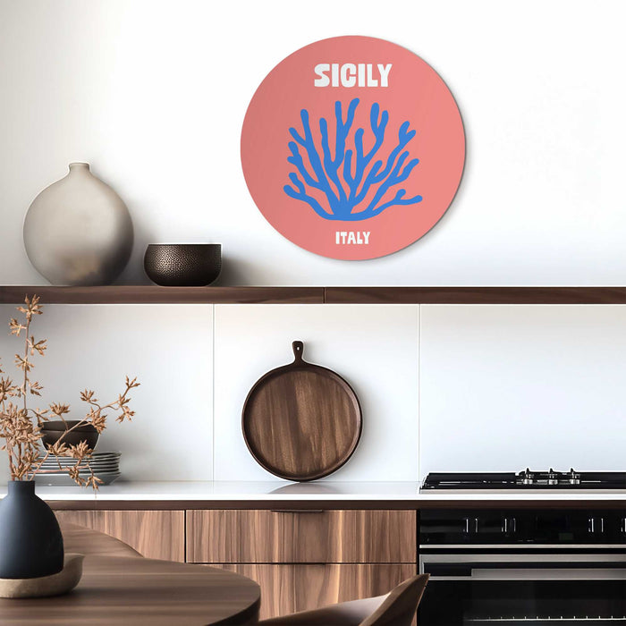 Reinders - Sicilië - Glasschilderij Ø 50 cm - Roze