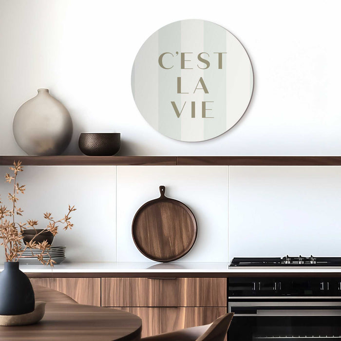 Reinders - C'est la vie - Glasschilderij Ø 50 cm - Beige