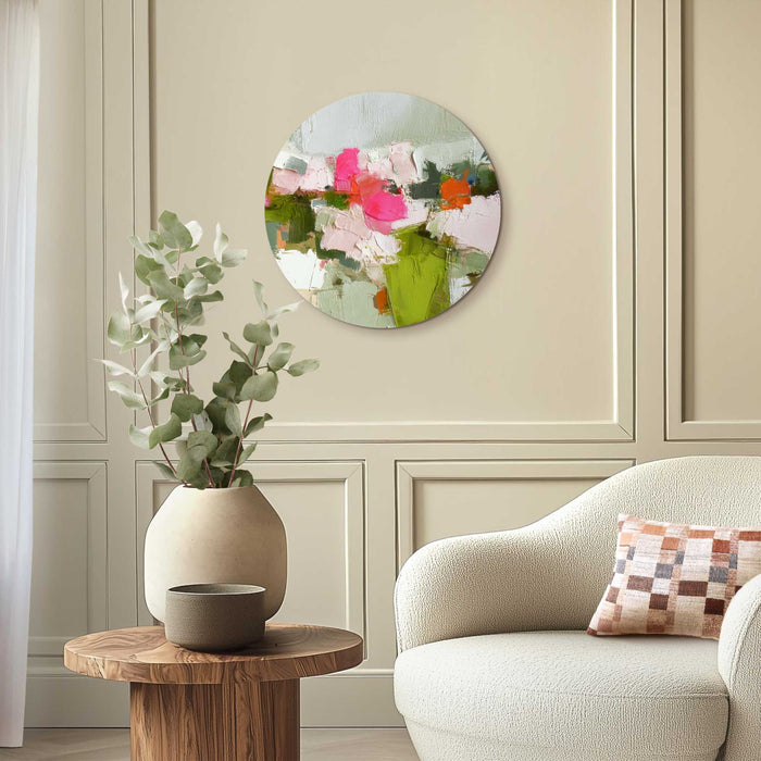 Reinders - Abstracte lente - Glasschilderij Ø 50 cm - Groen