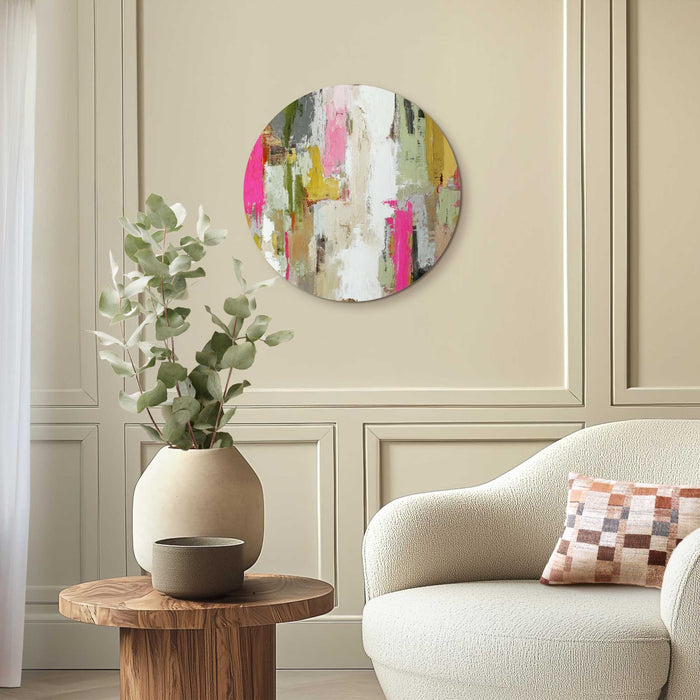 Reinders - Abstracte harmonie - Glasschilderij Ø 50 cm - Bont