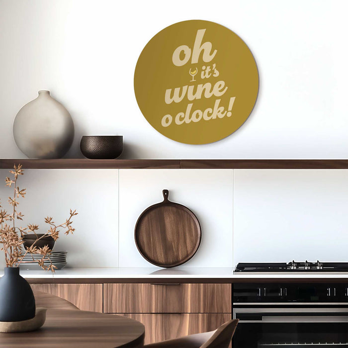 Reinders - Tijd voor wijn - Mosterdgeel - Glasschilderij Ø 50 cm - Geel