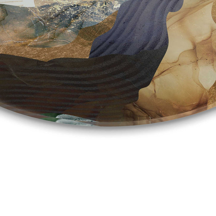 Reinders - Zon en bergen - Glasschilderij Ø 50 cm - Goudkleurig