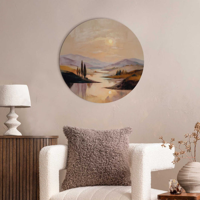 Reinders - Landschap II - Glasschilderij Ø 50 cm - Bruin