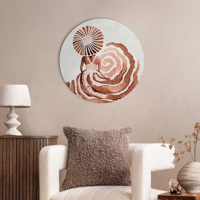 Reinders - Ronde jurk terracotta - Glasschilderij Ø 50 cm - Oranje