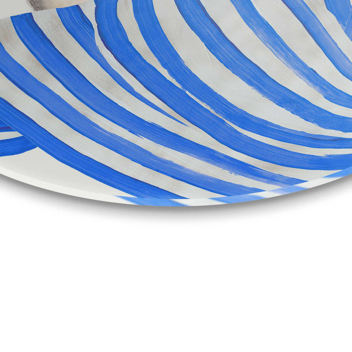 Reinders - Vrouw in Blauwe Strepen - Glasschilderij Ø 50 cm - Blauw