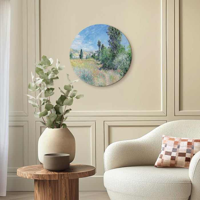 Reinders - Monet - landschap in Ile Saint-Martin - Glasschilderij Ø 50 cm - Blauw