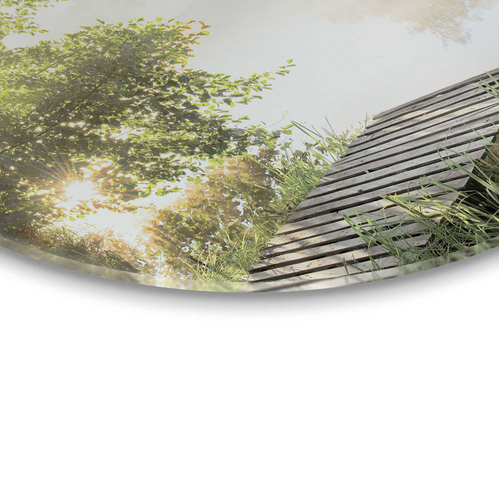 Reinders - Ochtend aan het water - Glasschilderij Ø 50 cm - Groen