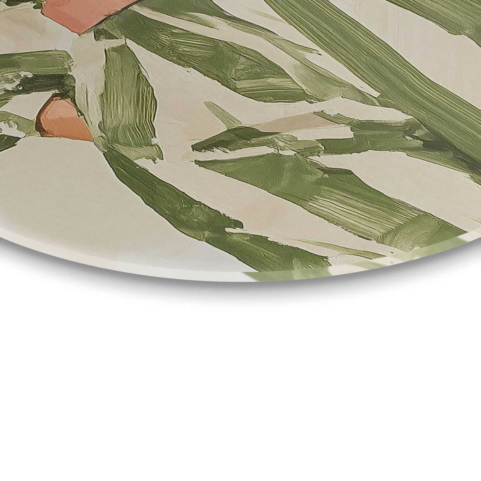 Reinders - Groen gestreepte outfit - Glasschilderij Ø 50 cm - Groen