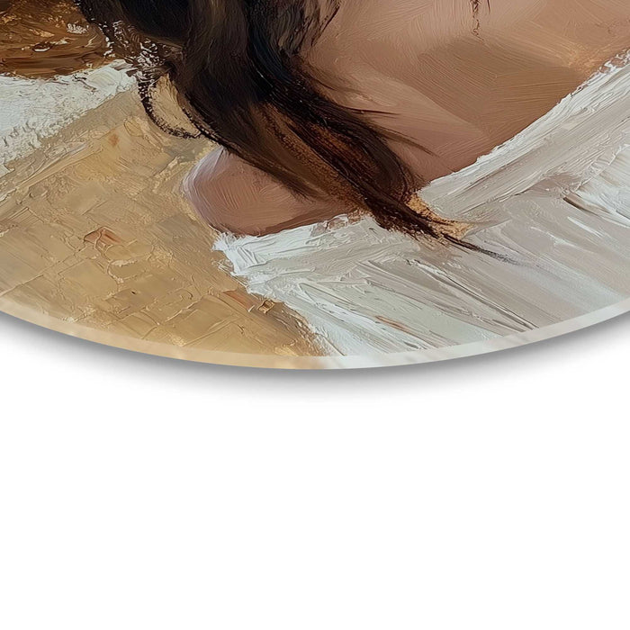 Reinders - Onder de strohoed - Glasschilderij Ø 70 cm - Beige