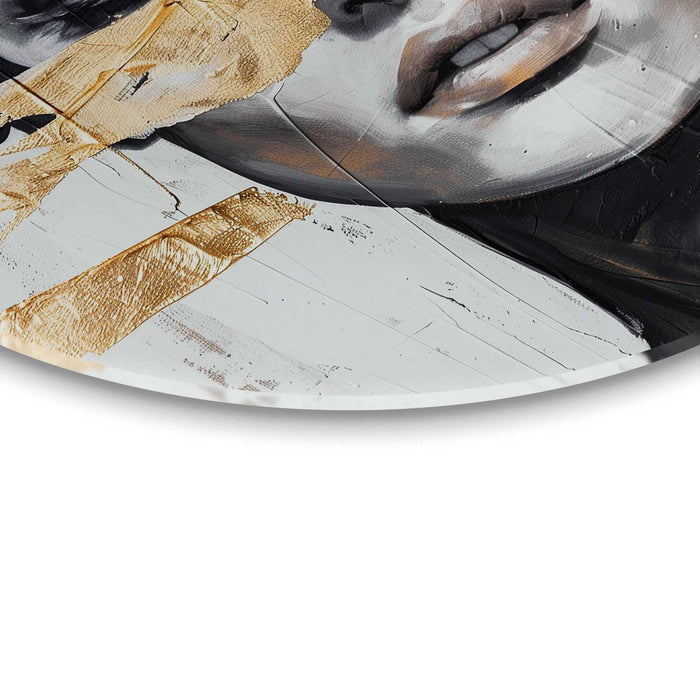 Reinders - Vrouw met gouddetail - Glasschilderij Ø 70 cm - Goudkleurig