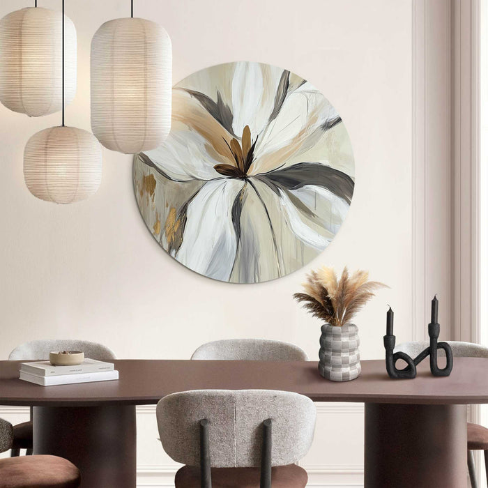 Reinders - Klassieke bloem - Glasschilderij Ø 70 cm - Beige