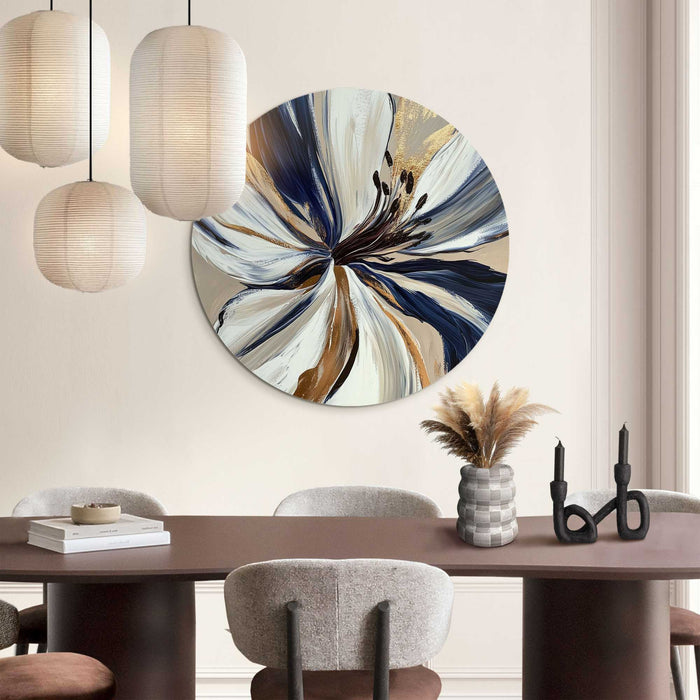 Reinders - Glamour bloem - Glasschilderij Ø 70 cm - Blauw