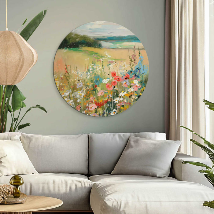 Reinders - Zomers strand - Glasschilderij Ø 70 cm - Beige