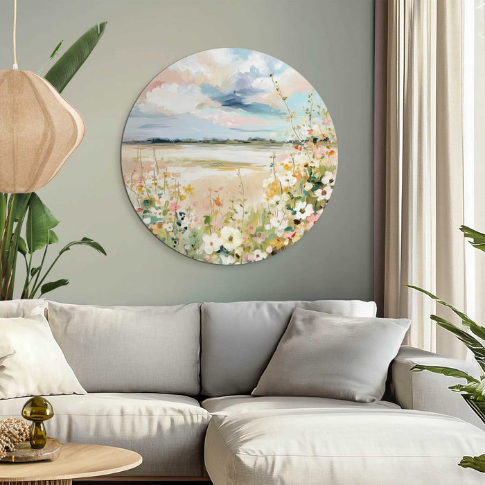 Reinders - Lente horizon - Glasschilderij Ø 70 cm - Beige