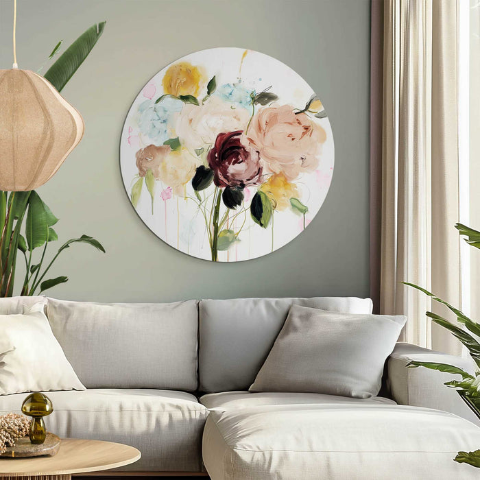 Reinders - Herfstboeket II - Glasschilderij Ø 70 cm - Beige