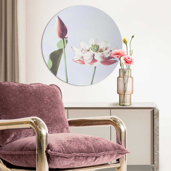 Reinders - Elegante Bloem - Glasschilderij Ø 70 cm - Roze