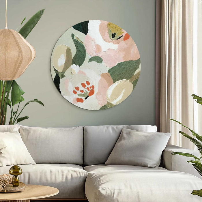 Reinders - Pastel bloemen - Glasschilderij Ø 70 cm - Groen