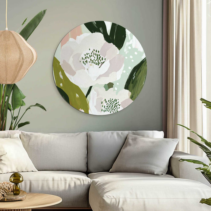 Reinders - Bloemen - Glasschilderij Ø 70 cm - Wit