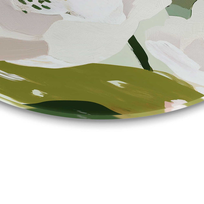 Reinders - Bloemen - Glasschilderij Ø 70 cm - Wit