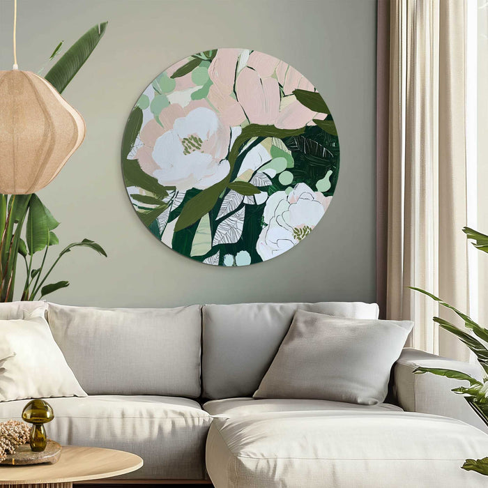 Reinders - Bloemen in bloei - Glasschilderij Ø 70 cm - Groen