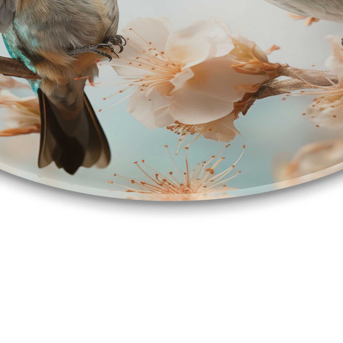 Reinders - Kolibri in de lente - Glasschilderij Ø 70 cm - Beige