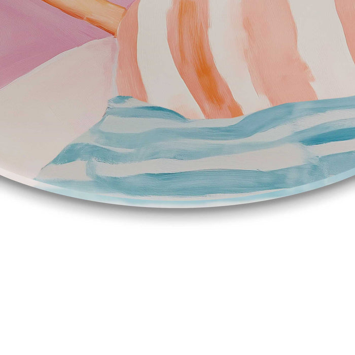 Reinders - Koffie in bed - Glasschilderij Ø 70 cm - Roze