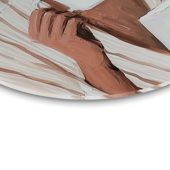 Reinders - Ochtendkoffie met een Boek II - Glasschilderij Ø 70 cm - Beige