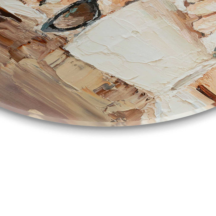 Reinders - Ochtendkoffie - Glasschilderij Ø 70 cm - Beige