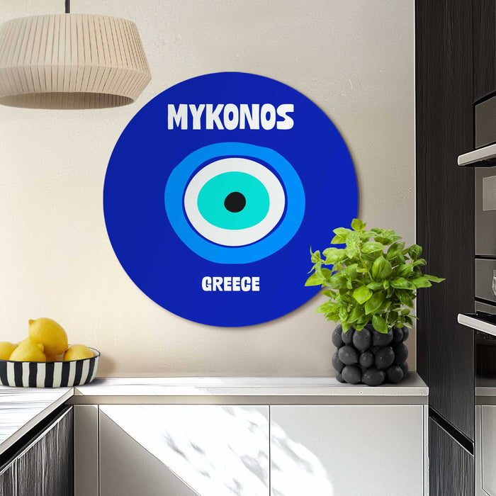 Reinders - Mykonos - Glasschilderij Ø 70 cm - Blauw