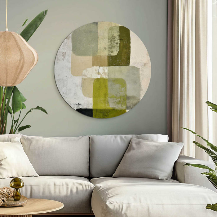 Reinders - Groentinten - Glasschilderij Ø 70 cm - Groen