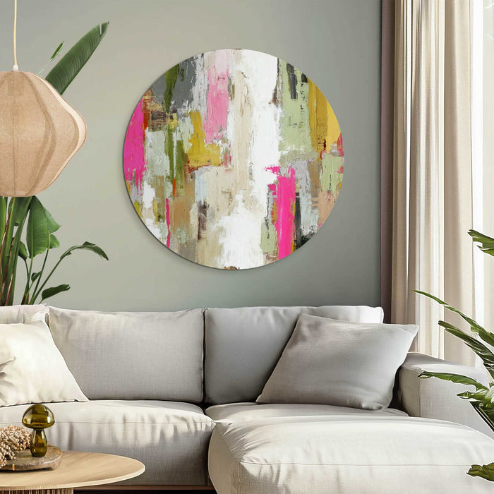 Reinders - Abstracte harmonie - Glasschilderij Ø 70 cm - Bont