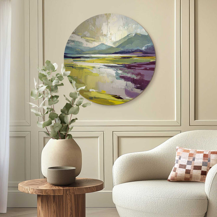 Reinders - Geschilderd landschap - Glasschilderij Ø 70 cm - Groen