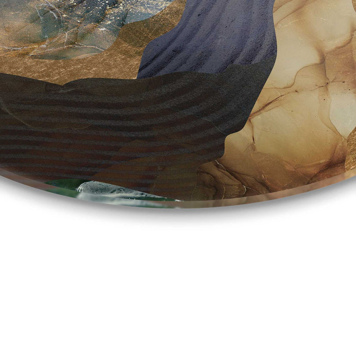 Reinders - Zon en bergen - Glasschilderij Ø 70 cm - Goudkleurig