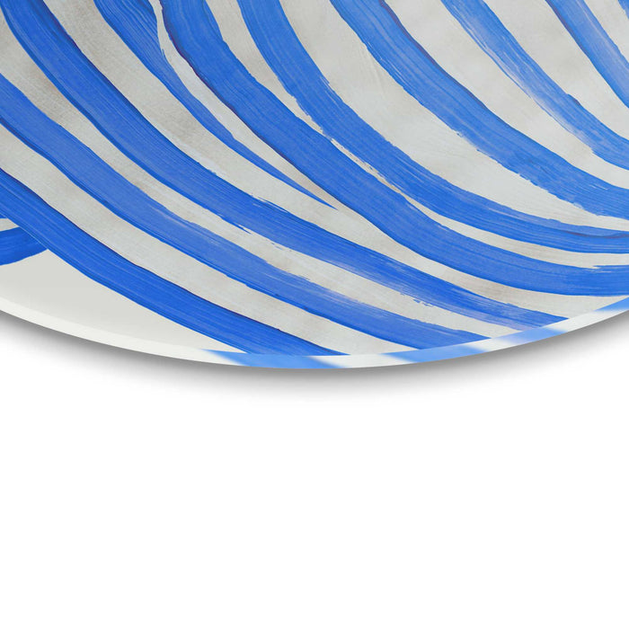 Reinders - Vrouw in Blauwe Strepen - Glasschilderij Ø 70 cm - Blauw